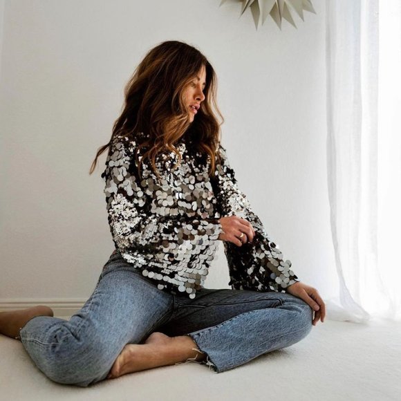 BLOGGER'S FAVE! Zara Special Edition Sequin Crop Top Sz XS NWT - Picture 12 of 16